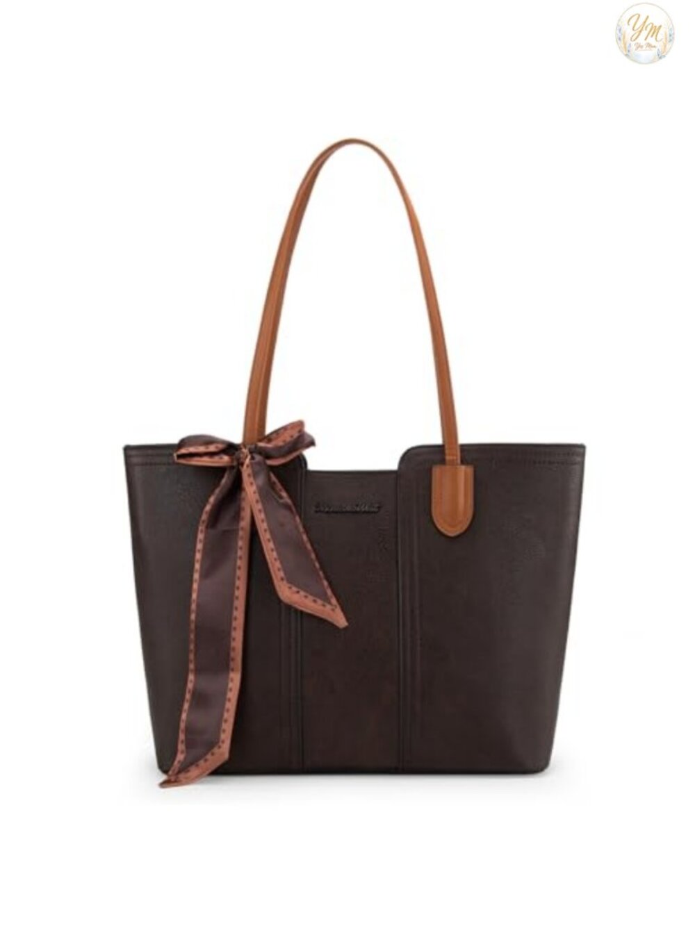 Vegan Leather Tote Bag with Scarf Top Handle Satchel Shoulder Work Purse